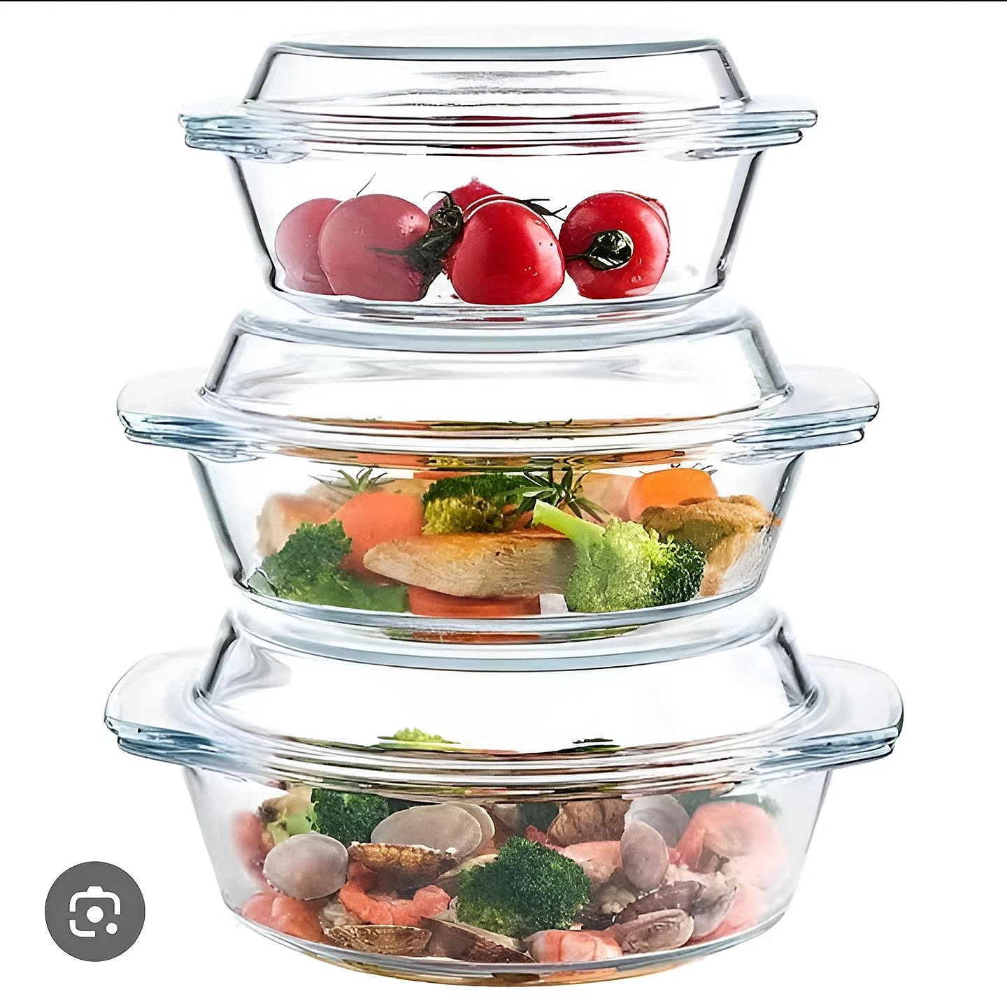 Polish_20251025_134702995.webp 3 PIECE ROUND SERVING DISH WITH LID - Image 1