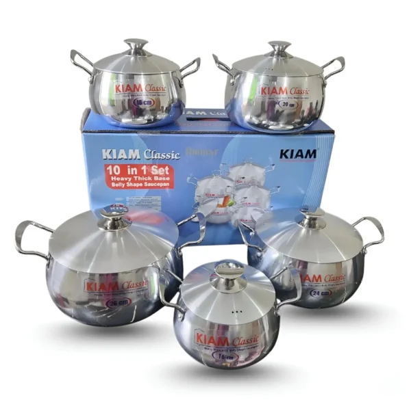 Kiam Heavy Thick Base Belly Shape Saucepan set