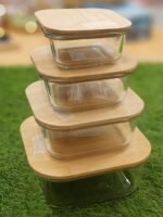 Square shape Glass Container with wooden Lid - Image 2