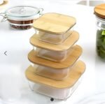 Square shape Glass Container with wooden Lid - Image 3