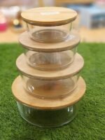 Round shape Glass Container with wooden Lid - Image 2