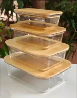 Glass Container set with wooden Lid - Image 2