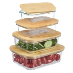 Glass Container set with wooden Lid