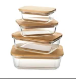 Glass Container set with wooden Lid - Image 3